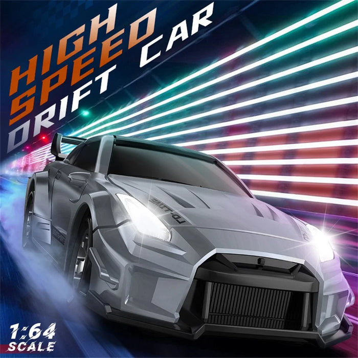 Mini RC Car 1:64 Scale Desktop Drift Car 4WD Remote Control High Speed Plastic Racing Toy - Purple - 3