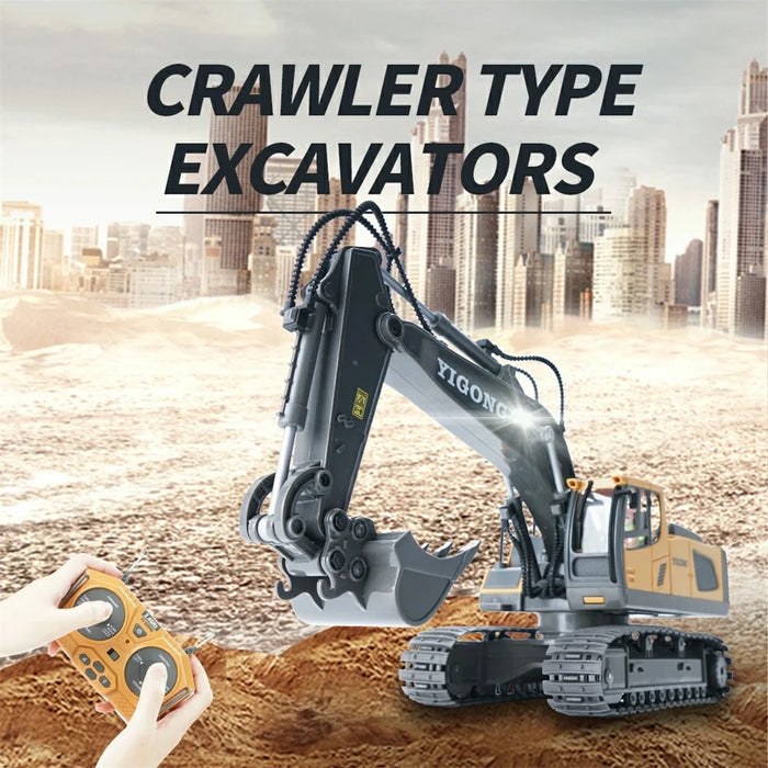 1044 2.4G Remote Control Tracked Excavator 1:20 Scale 11 Channel Construction Vehicle Toy Gift for Kids - 4