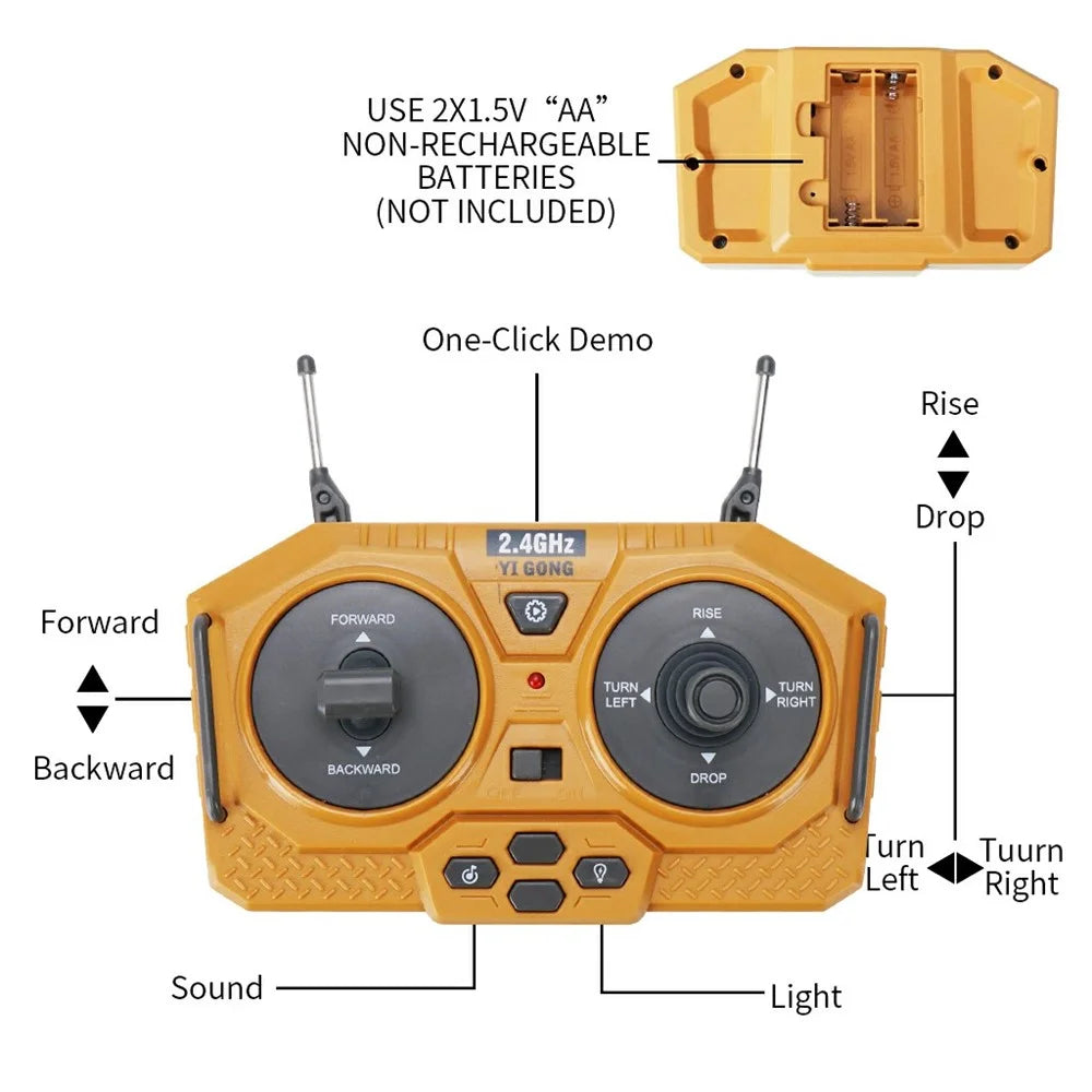 1046 2.4G Remote Control 9 Channel RC Construction Vehicle Gift 1:24 Tracked Heavy Bulldozer, 3KG Load Capacity - 6