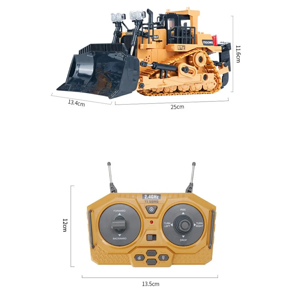 1046 2.4G Remote Control 9 Channel RC Construction Vehicle Gift 1:24 Tracked Heavy Bulldozer, 3KG Load Capacity - 7