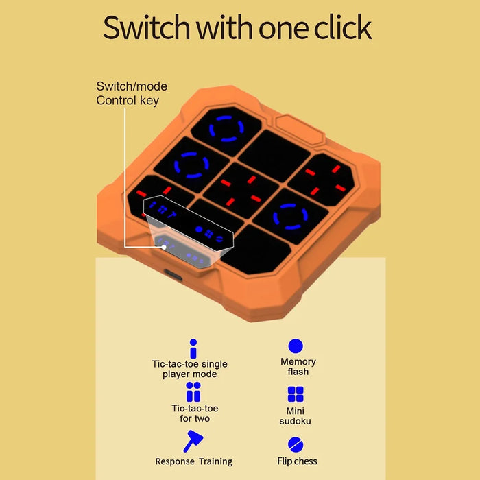 B300 6 in 1 Smart Tic-Tac-Toe Game Machine Educational Toy for Children Brain Training - Orange - 6