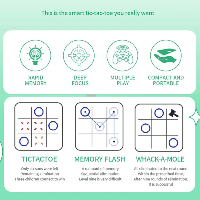 B200 4 in 1 Smart Tic-Tac-Toe Game Machine Educational Toy for Children Brain Training - Cyan - 3