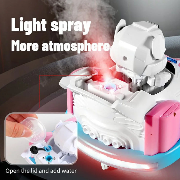 2Pcs Bumper Cars Robot Battle Set Kids Remote Control Kart Drift Spray Mist Ejection Toy with Light Sound - Blue+Red - 5