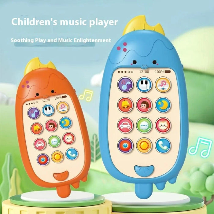 609 Ice Lolly Shape Teether Musical Telephone Baby Early Learning Phone Toy with Music and Light - Orange - 2