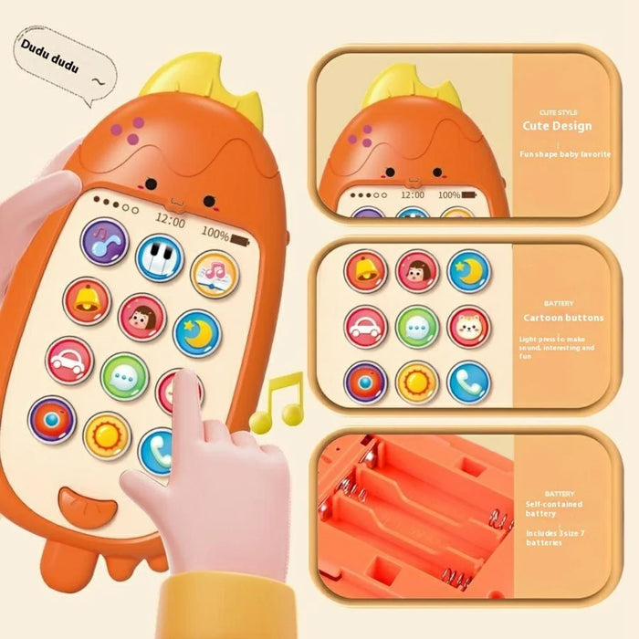 609 Ice Lolly Shape Teether Musical Telephone Baby Early Learning Phone Toy with Music and Light - Orange - 4