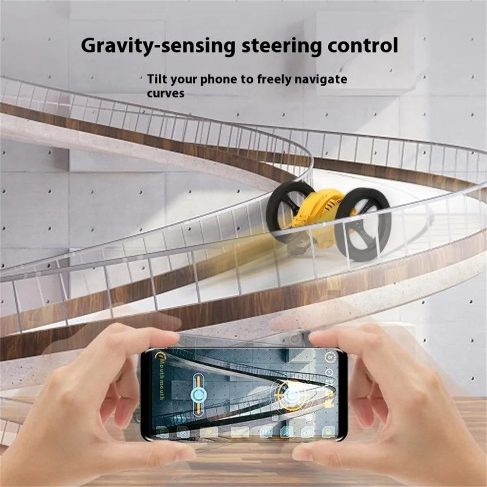 Stunt RC Car Remote Control 360 Degree Rotation Light Music Bounce Vehicle Toy with Camera - Yellow - 3
