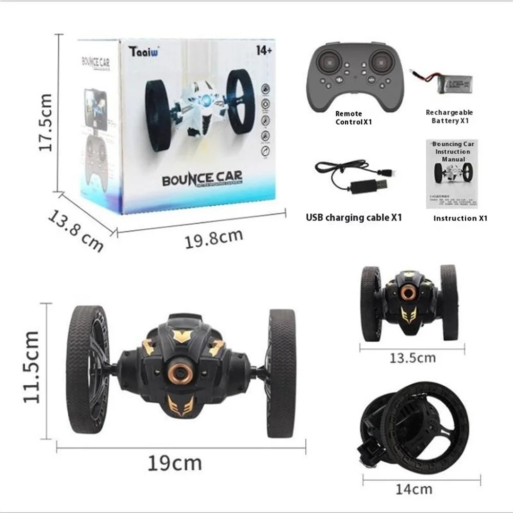 Stunt RC Car Remote Control 360 Degree Rotation Light Music Bounce Vehicle Toy with Camera - Yellow - 7