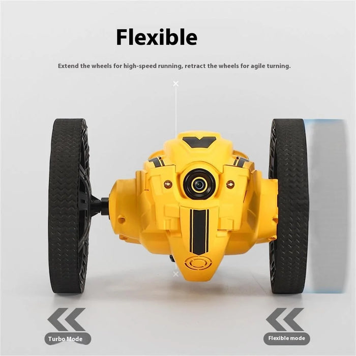 Stunt RC Car Remote Control 360 Degree Rotation Light Music Rechargeable Bounce Vehicle Kids Toy - Yellow - 4