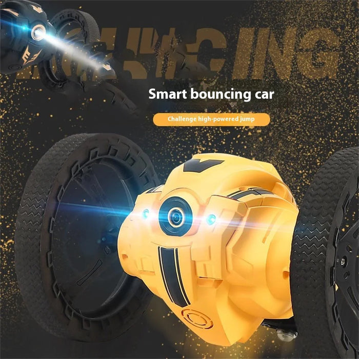 Stunt RC Car Remote Control 360 Degree Rotation Light Music Rechargeable Bounce Vehicle Kids Toy - Yellow - 5