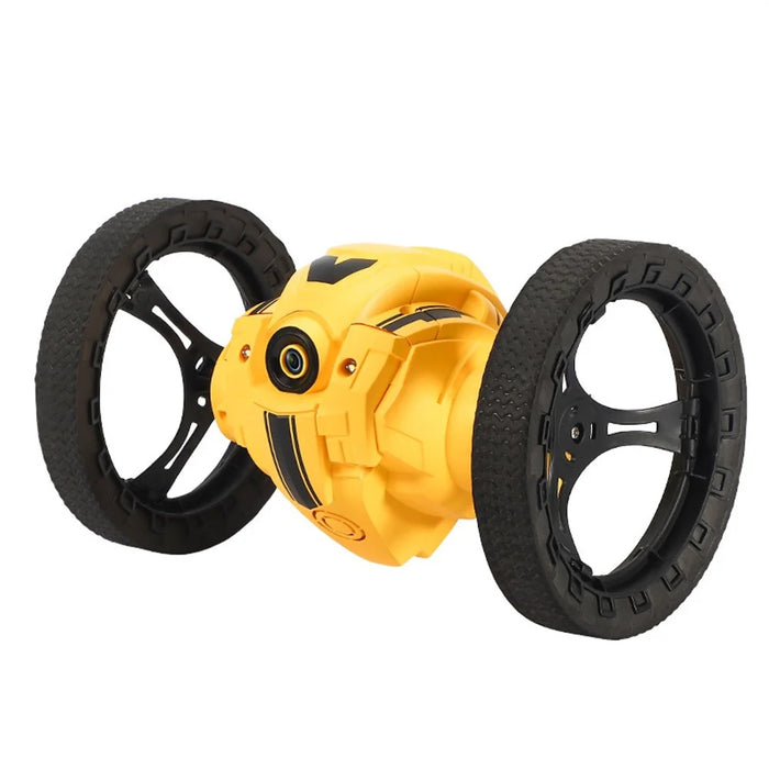Stunt RC Car Remote Control 360 Degree Rotation Light Music Rechargeable Bounce Vehicle Kids Toy - Yellow - 6