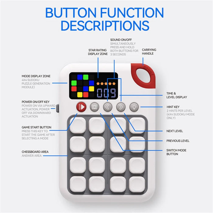 X700 4X4 Smart Sudoku Game Console for Children 500 Levels Mental Training Educational Toy - 7