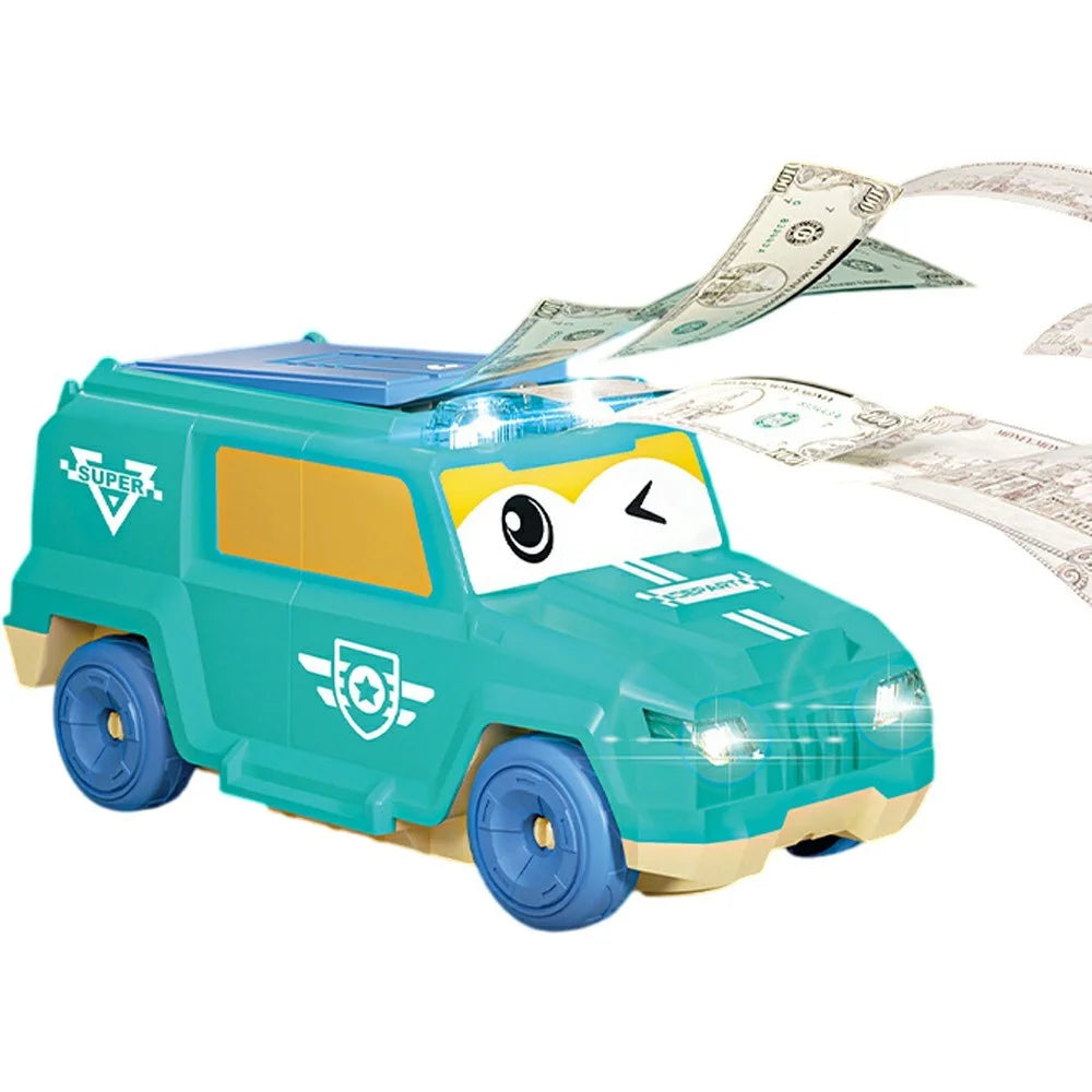 Auto Money Spraying Toy Car Creative Gift with Light and Music Car Toy Sound Effects Entertainment - Mint Green - 1