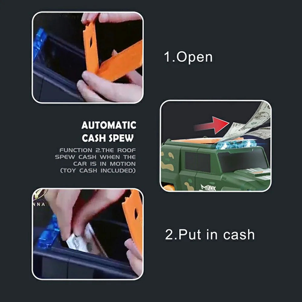 Auto Money Spraying Toy Car Creative Gift with Light and Music Car Toy Sound Effects Entertainment - Mint Green - 5
