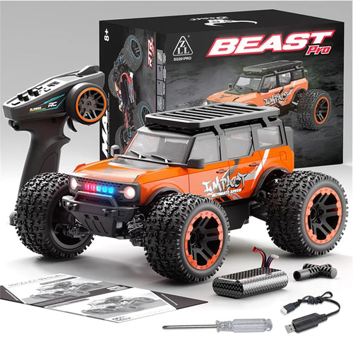 ZLL SG201PRO Brushed Motor 1:20 Scale 4WD High Speed RC Car with LED Light Remote Control Vehicle, Dual Battery - Orange - 1