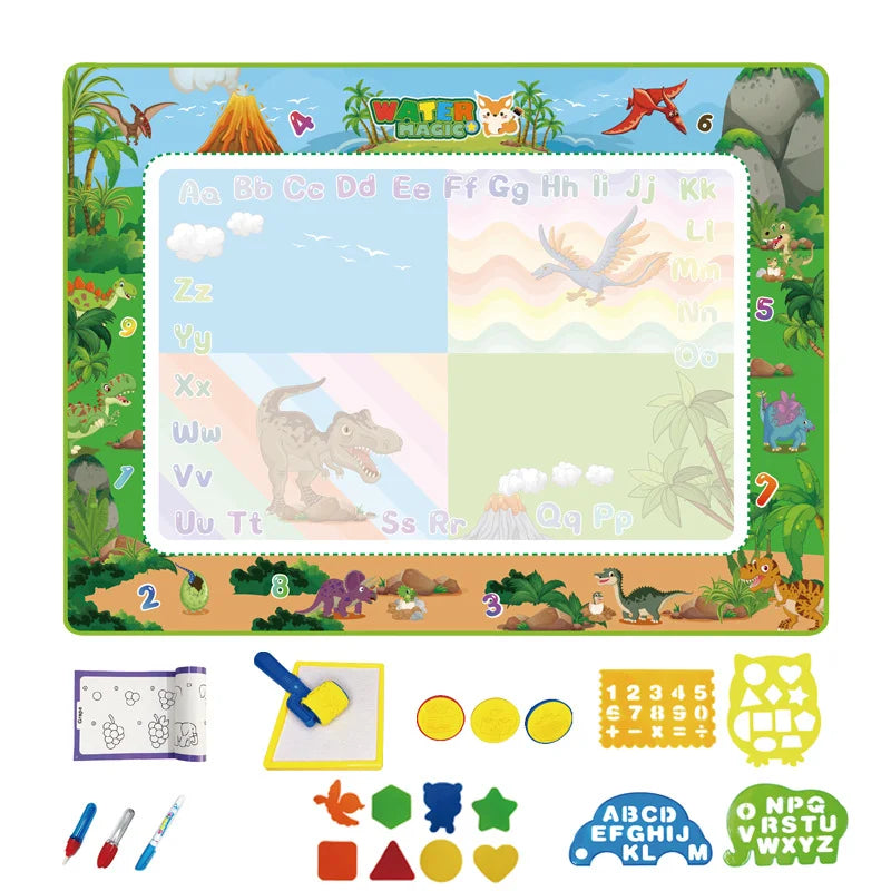 118 x 88cm Magic Water Drawing Mat for Kids Reusable Doodle Board Early Learning Educational Toy - Dinosaur - 1