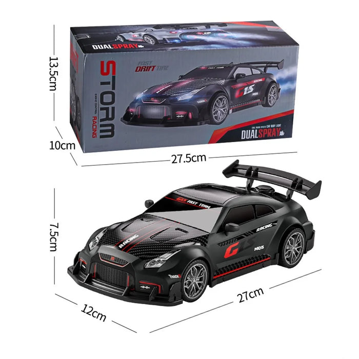 9166-12 2.4G RC Drift Car with Spray Effect High Speed Racing Vehicle Toy with Lights / Sound Effects - Black - 6