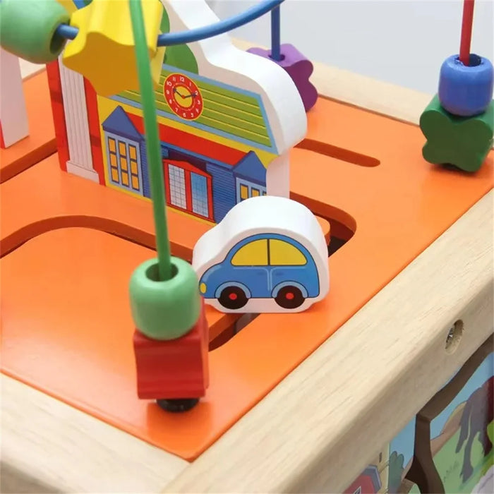 Educational Learning Four Sides Maze Bead Toy Gift for Toddlers Wooden Baby Push Walker - 3