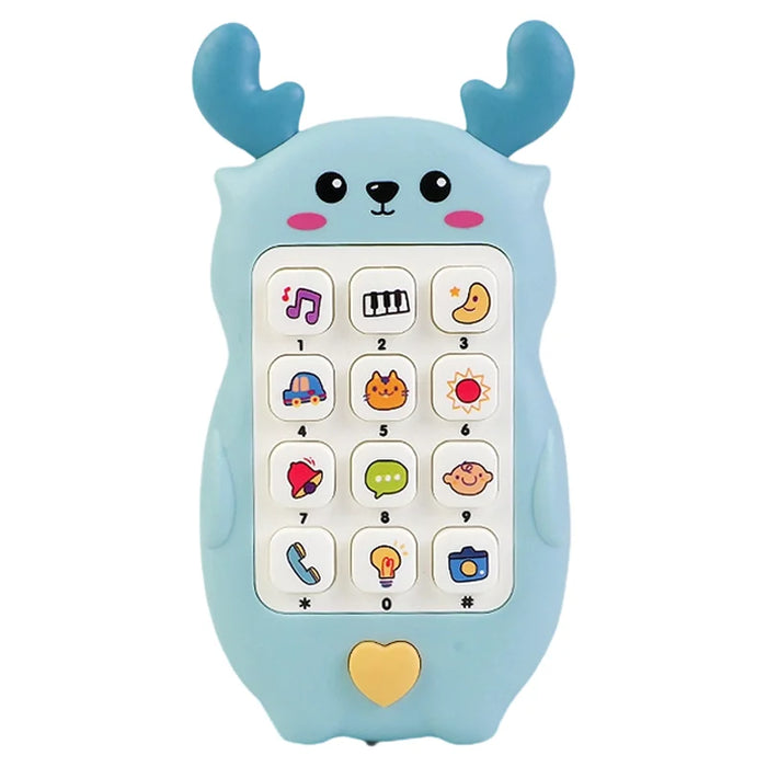 Kids Learning Phone Toy Educational Music Story Bilingual Development with Interactive Light-Up Buttons - 188-9 Blue-Fawn Mobile - 1