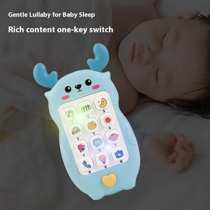Kids Learning Phone Toy Educational Music Story Bilingual Development with Interactive Light-Up Buttons - 188-9 Blue-Fawn Mobile - 4