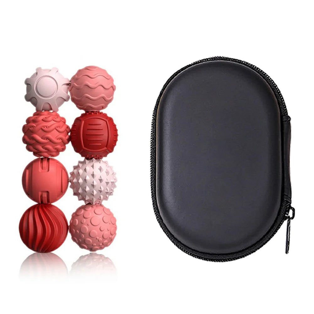 8Pcs / Set Magnetic Sensory Balls Silicone Anti Anxiety Stress Relief Toy Gift with Storage Case - Pink - 1