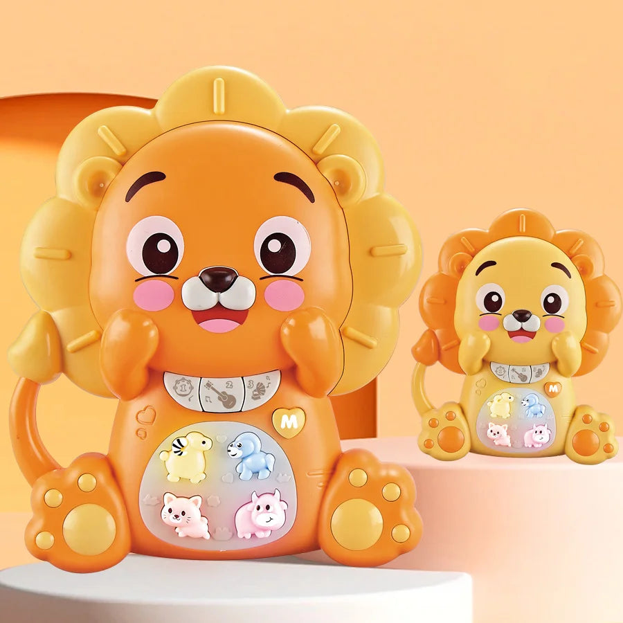 Animal Shape Electronic Musical Instrument Educational Kids Toy with LED Lights and Sound Effects for 18+ Months Kids - Cartoon Lion - 1