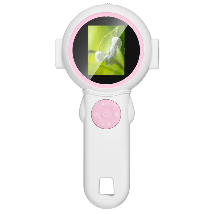 HM020J 2.0 IPS Color Screen Kids Handheld Digital Magnifier Mini Microscope Camera Built-in LED Light - Pink - 1