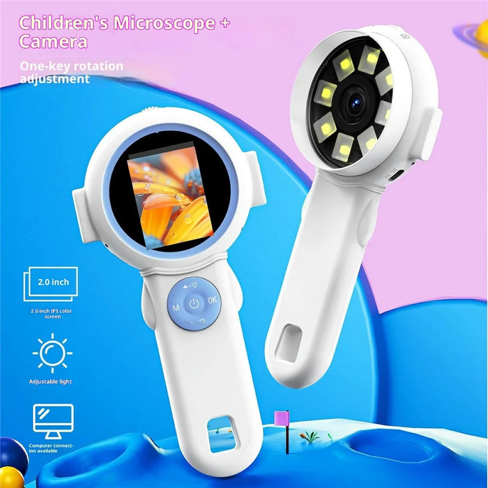 HM020J 2.0 IPS Color Screen Kids Handheld Digital Magnifier Mini Microscope Camera Built-in LED Light - Pink - 2