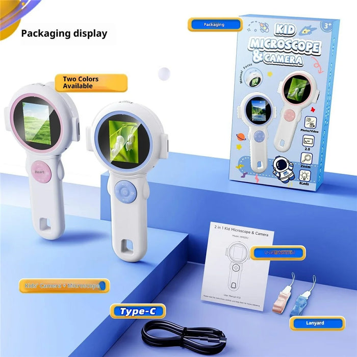 HM020J 2.0 IPS Color Screen Kids Handheld Digital Magnifier Mini Microscope Camera Built-in LED Light - Pink - 5