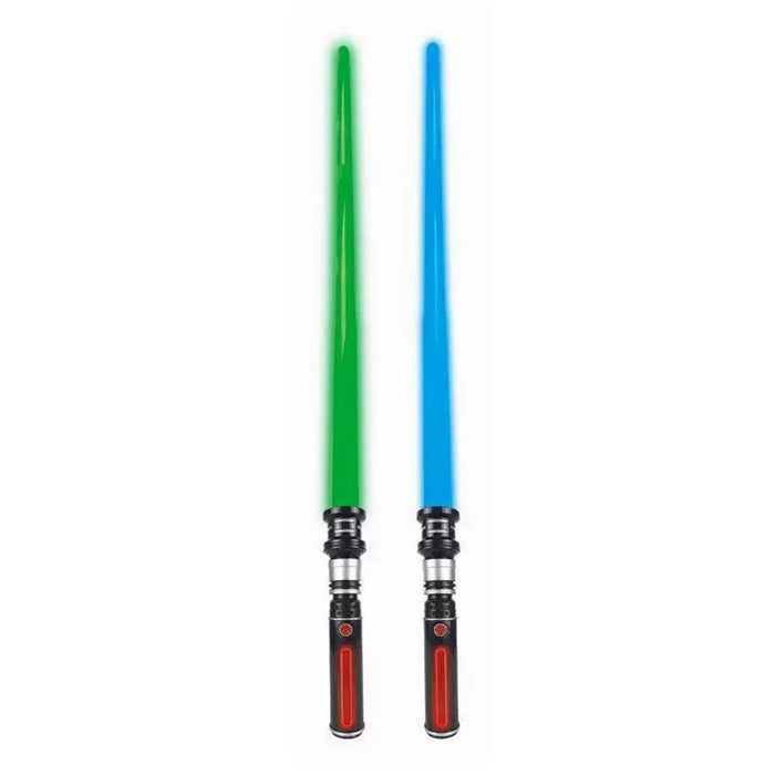 2Pcs Lightsaber Extendable Light-Up Toy Sword RGB Color Telescopic Light Bars with Sound Effect - 1