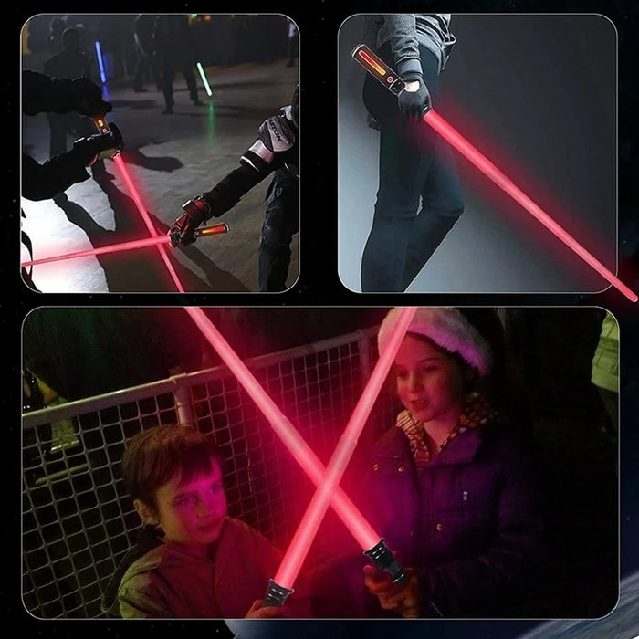 2Pcs Lightsaber Extendable Light-Up Toy Sword RGB Color Telescopic Light Bars with Sound Effect - 2