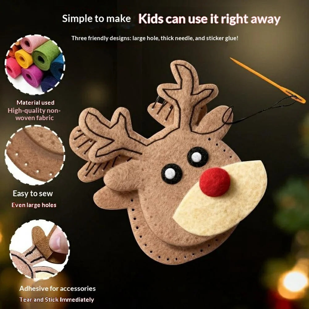 8015 / 8010 6Pcs Christmas Ocean Animal Felt Craft Kit Kids Sewing Set DIY Ornament Craft Supplies Educational Gift - Marine Animal Motifs - 3