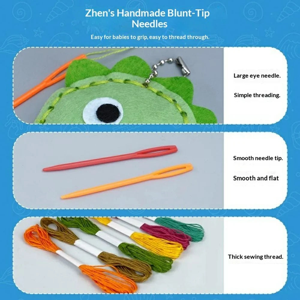 8015 / 8010 6Pcs Christmas Ocean Animal Felt Craft Kit Kids Sewing Set DIY Ornament Craft Supplies Educational Gift - Marine Animal Motifs - 6