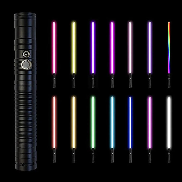 1Pc Light Up Toy Laser Sword 2 in 1 RGB Illuminating Blade 15 Color Metal Handle Luminous Sword Toy - Black Circular Pattern - 1