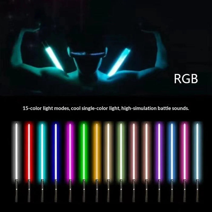 1Pc Light Up Toy Laser Sword 2 in 1 RGB Illuminating Blade 15 Color Metal Handle Luminous Sword Toy - Black Circular Pattern - 3