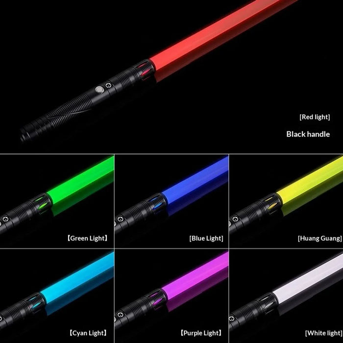 1Pc Light Up Toy Laser Sword 2 in 1 RGB Illuminating Blade 15 Color Metal Handle Luminous Sword Toy - Black Circular Pattern - 4