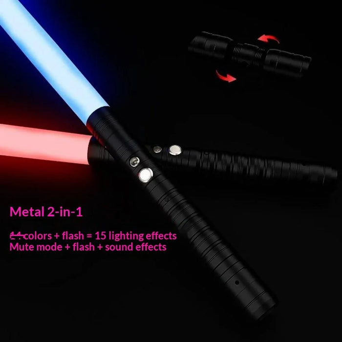 1Pc Light Up Toy Laser Sword 2 in 1 RGB Illuminating Blade 15 Color Metal Handle Luminous Sword Toy - Black Circular Pattern - 5
