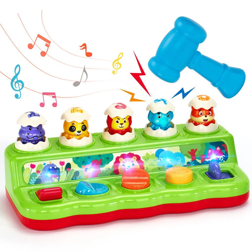 Whack A Mole Toy for Baby Pop Up Animals Interactive Musical Educational Game Early Learning Toy Gift - Red - 1