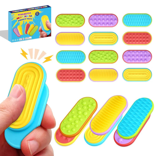 12Pcs / Set Sensory Magnet Toy Silicone Magnetic Slider for Autism Anxiety Stress Relief Toy - 1