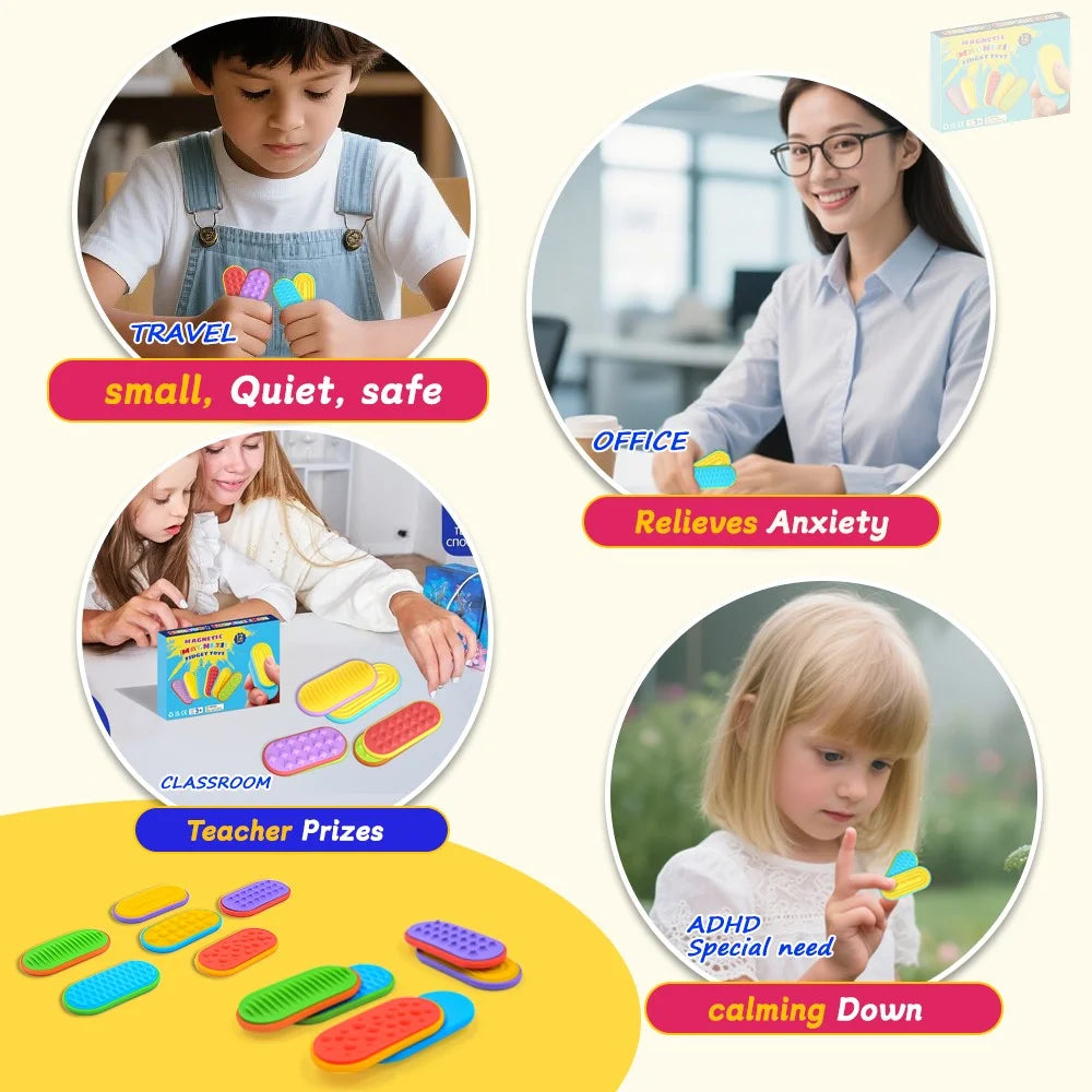 12Pcs / Set Sensory Magnet Toy Silicone Magnetic Slider for Autism Anxiety Stress Relief Toy - 4