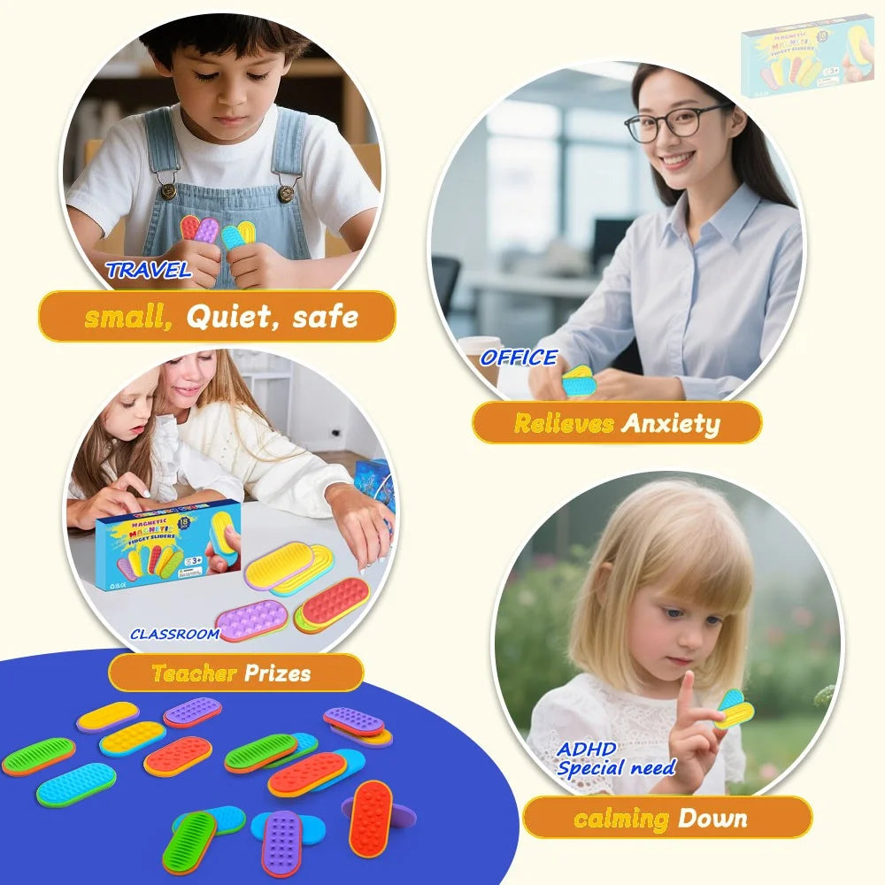 18Pcs / Set Sensory Magnet Toy Silicone Magnetic Slider for Autism Anxiety Stress Relief Toy - 4