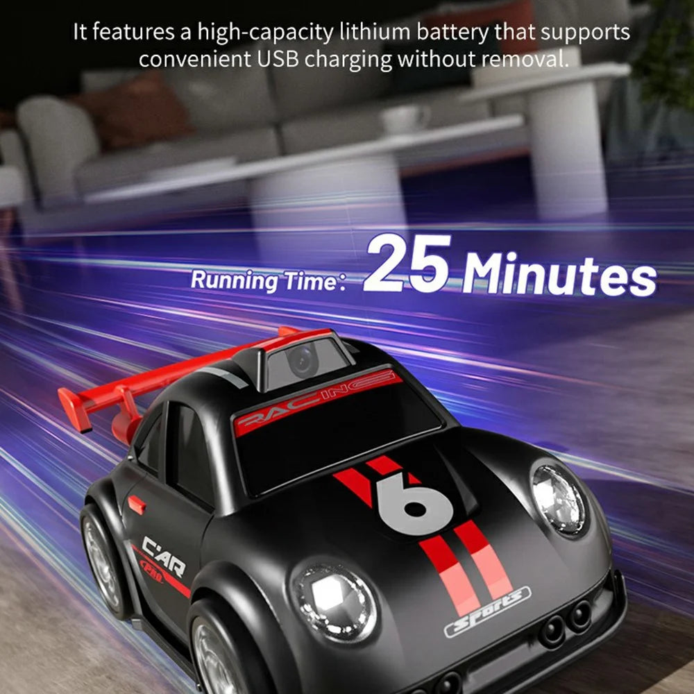 C6 Mini Cartoon RC Car Electric Vehicle Toy with Camera / 2.4 Inch Screen Controller / Music Function - Black - 5