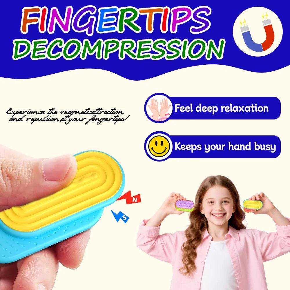 6Pcs / Set Sensory Magnetic Finger Toys for Autism Anxiety Stress Relief Silicone Magnetic Slider - 4