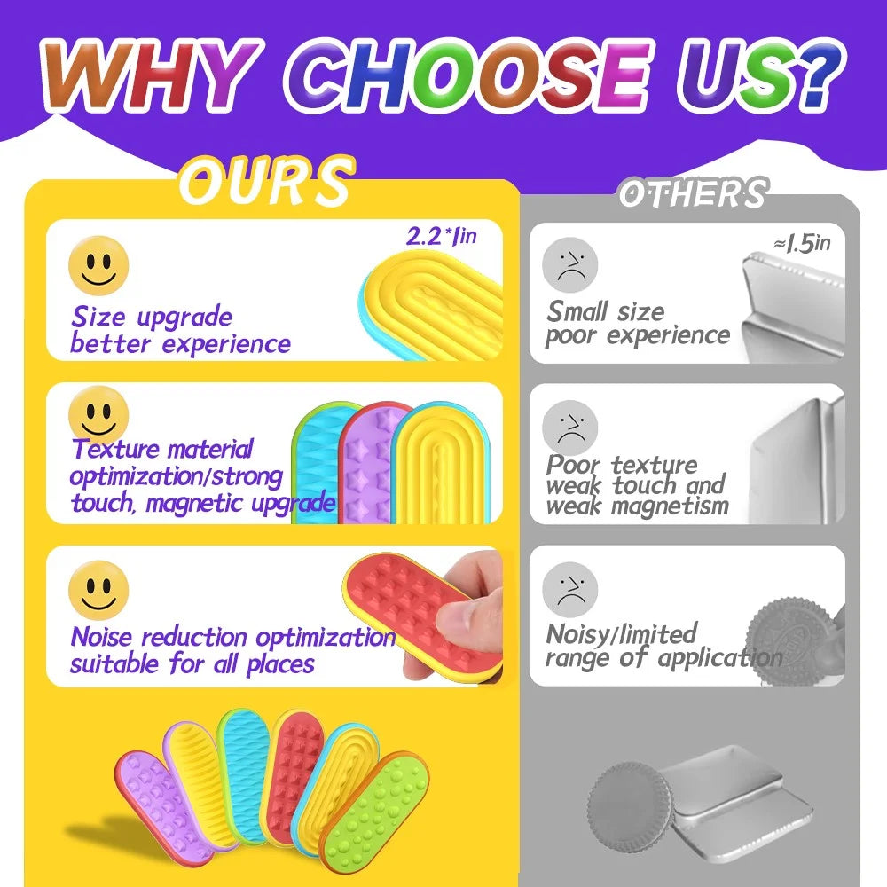 6Pcs / Set Sensory Magnetic Finger Toys for Autism Anxiety Stress Relief Silicone Magnetic Slider - 5