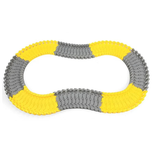 96Pcs Flexible Car Track Set DIY Car Race Magic Rail Track Kit Vehicel Toys Railroad, 1.45m - Yellow + Grey - 1