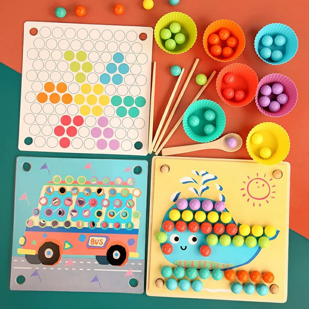 YF-055 Wooden Advanced Clip Beads Puzzle Toy 77 PCS Colorful Beads Fine Motor Skills Training Educational Toy Set - 2