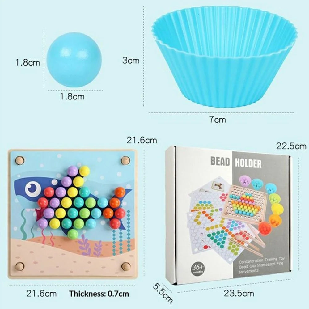 YF-055 Wooden Advanced Clip Beads Puzzle Toy 77 PCS Colorful Beads Fine Motor Skills Training Educational Toy Set - 6