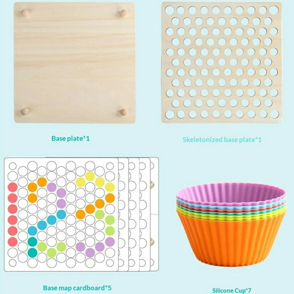 YF-055 Wooden Advanced Clip Beads Puzzle Toy 77 PCS Colorful Beads Fine Motor Skills Training Educational Toy Set - 7