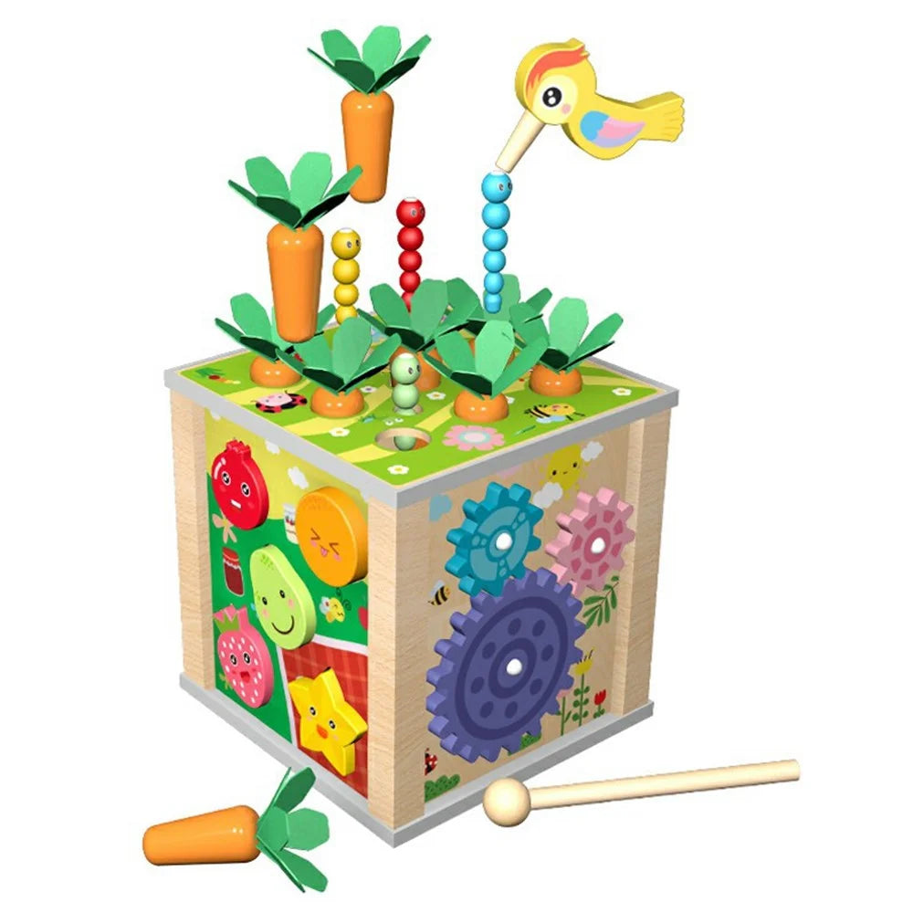 MWDH-006 6 in 1 Wooden Multifunctional Bead Maze Cube with Xylophone and Clock for Children - 2