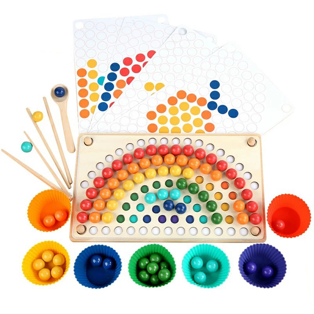 YF-057 Rainbow Clip Beads Kids Puzzle Concentration Training Set Color Recognition Educational Toy - 1