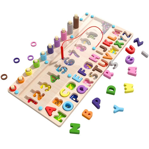 MWDH-2401 Wooden Educational Toy Magnetic Color Number Maze Shape Matching Puzzle Sorting Game Board for Kids - 1